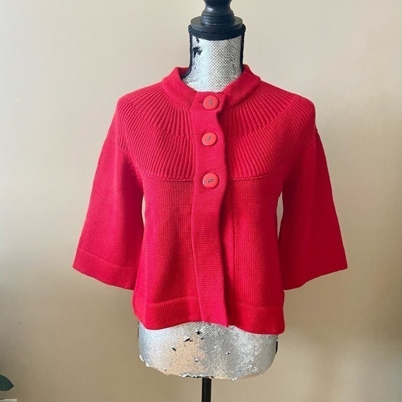 bandolino Chunky Knit Button Cardigan in Ruby Red | Small | EUC - Picture 5 of 10